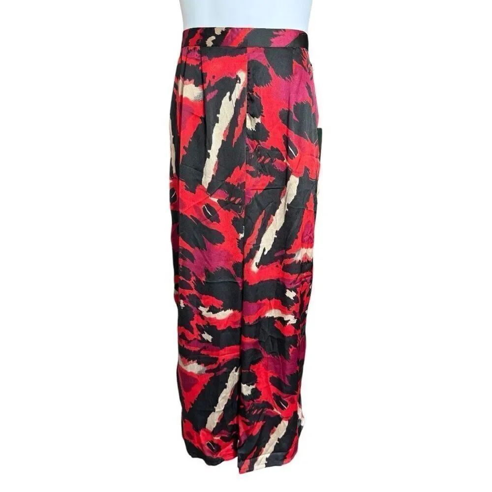NWT Womens Myth Clothing Company Sateen Abstract Palazzo Pants - Sz L